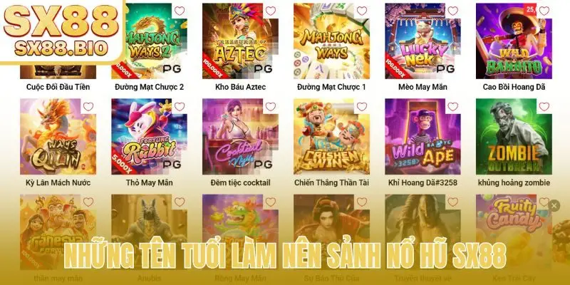 Những tên tuổi làm nên sảnh nổ hũ SX88